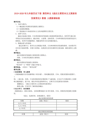 2019-2020年九年級歷史下冊 第四單元《戰(zhàn)后主要資本主義國家的發(fā)展變化》教案 人教新課標版.doc