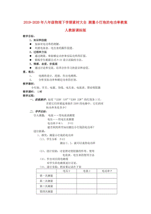 2019-2020年八年級(jí)物理下學(xué)期素材大全 測(cè)量小燈泡的電功率教案 人教新課標(biāo)版 .doc