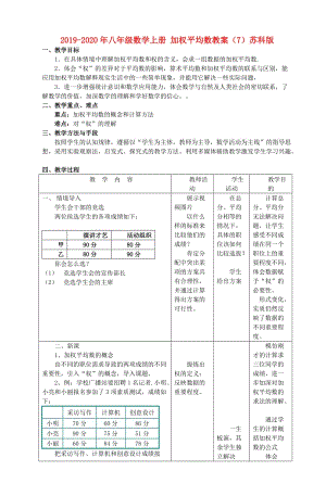 2019-2020年八年級數(shù)學上冊 加權(quán)平均數(shù)教案（7）蘇科版.doc