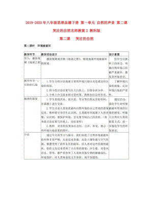 2019-2020年八年級(jí)思想品德下冊(cè) 第一單元 自然的聲音 第二課 哭泣的自然名師教案2 教科版.doc