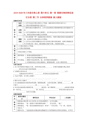 2019-2020年八年級(jí)生物上冊(cè) 第六單元 第一章 根據(jù)生物的特征進(jìn)行分類 第二節(jié) 從種到界教案 新人教版.doc