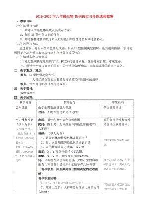 2019-2020年八年級生物 性別決定與伴性遺傳教案.doc