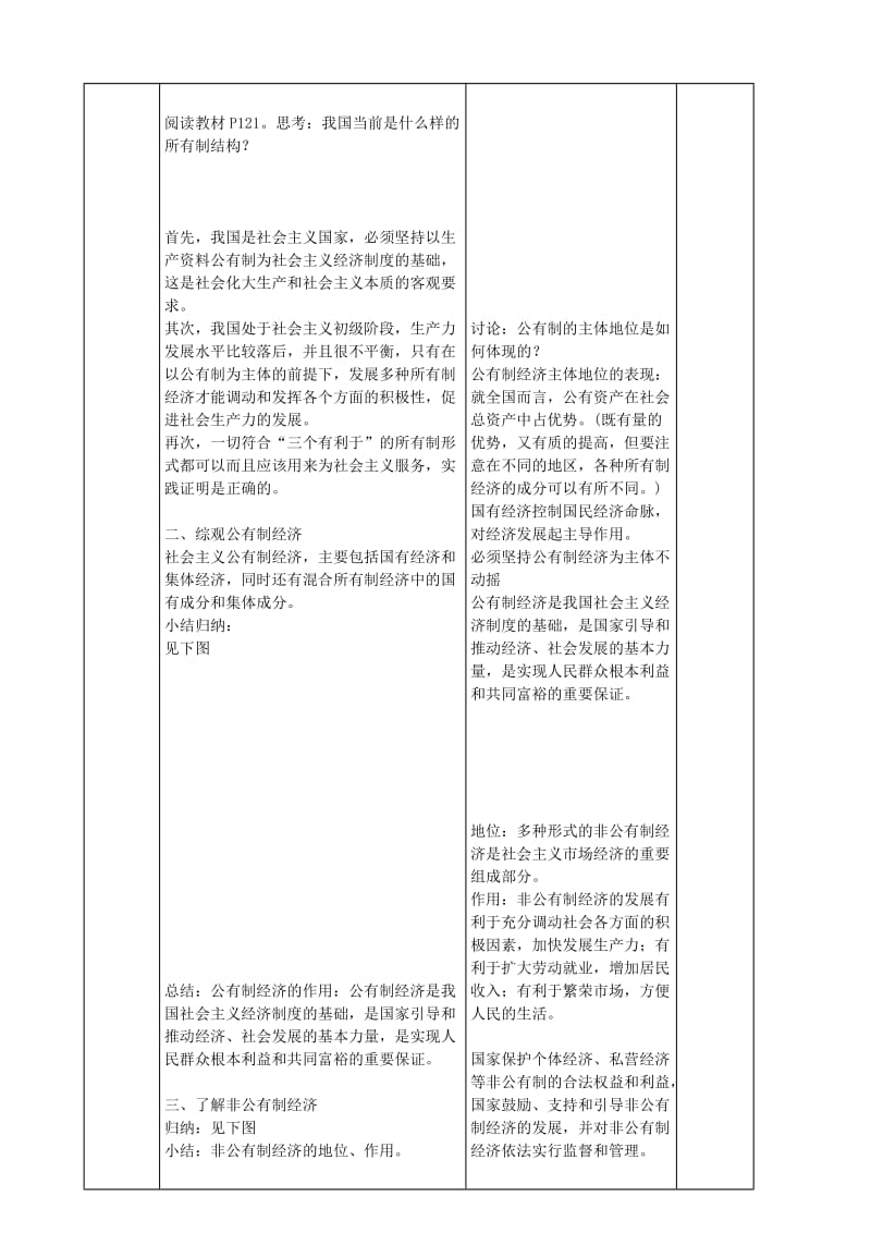 2019-2020年九年级政治全册 4.10.1 多种所有制经济共同发展教案 苏教版.doc_第2页