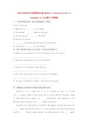 2019-2020年九年級(jí)英語上冊(cè) Module 7 Australia Unit 3 Language in use練習(xí) 外研版.doc