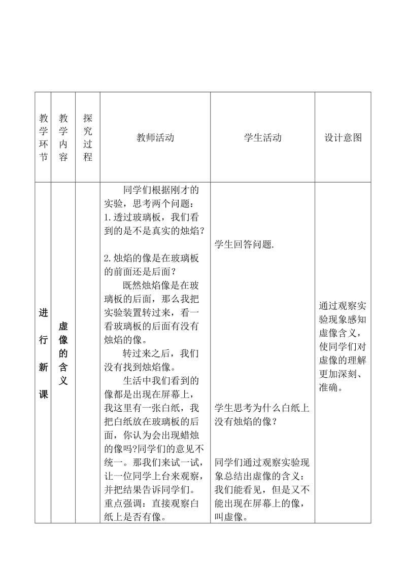 2019-2020年八年级物理上册 《平面镜成像》教学设计 人教新课标版.doc_第3页