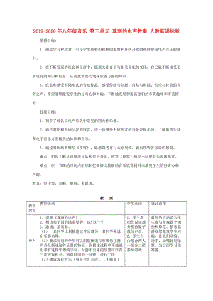 2019-2020年八年級音樂 第三單元 瑰麗的電聲教案 人教新課標版.doc