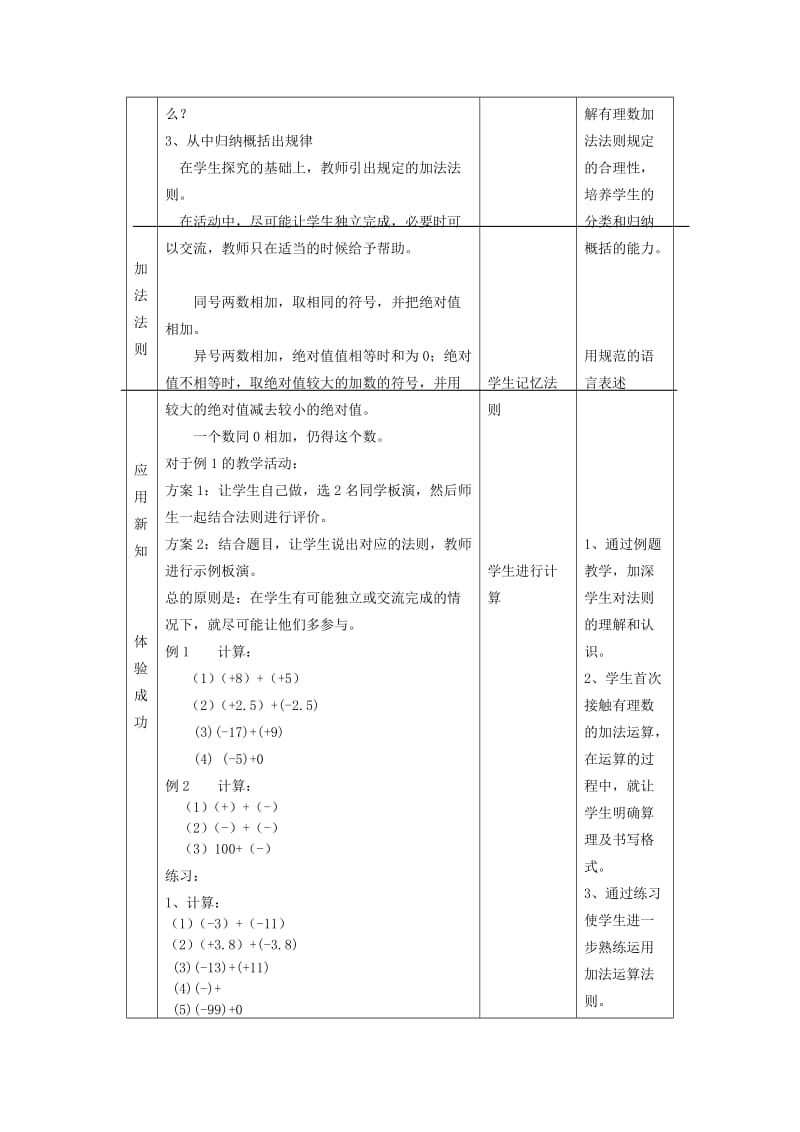 2019年七年级数学上册 2.5有理数的加法教案 冀教版.doc_第3页