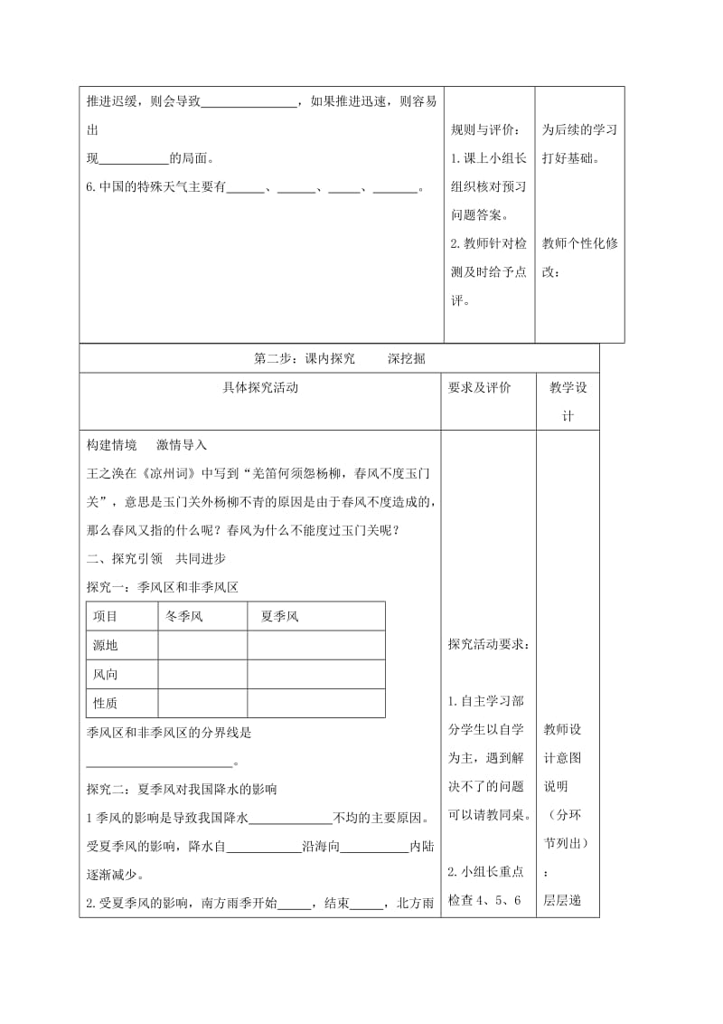 2019-2020年八年级地理上册 2.2 中国的气候教学案3（无答案）（新版）湘教版.doc_第2页