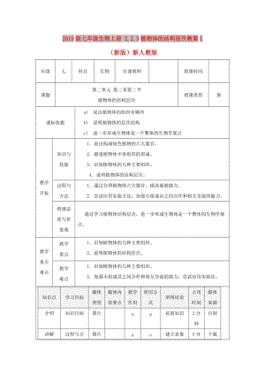 2019版七年級(jí)生物上冊(cè) 2.2.3植物體的結(jié)構(gòu)層次教案1 （新版）新人教版.doc