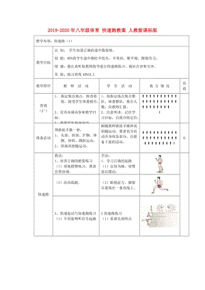 2019-2020年八年級體育 快速跑教案 人教新課標版.doc