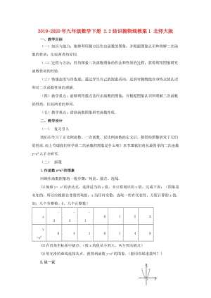 2019-2020年九年級(jí)數(shù)學(xué)下冊(cè) 2.2結(jié)識(shí)拋物線教案1 北師大版.doc