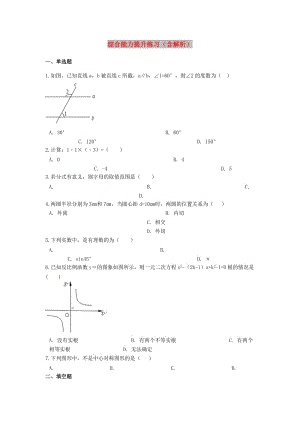 備戰(zhàn)2019年中考數(shù)學(xué) 綜合能力提升練習(xí)（含解析） 華師大版.doc