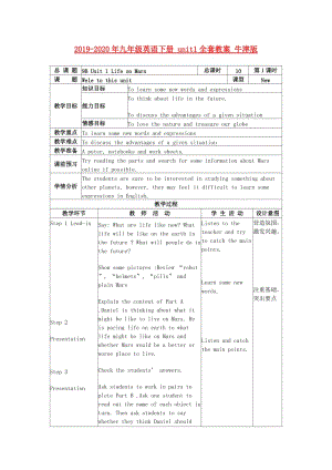 2019-2020年九年級英語下冊 unit1全套教案 牛津版.doc