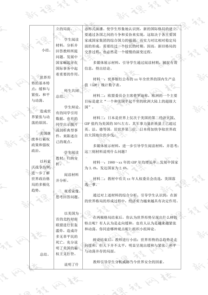 2019-2020年九年级历史第十五课世界政治格局的多极化趋势教案示例三.doc_第3页