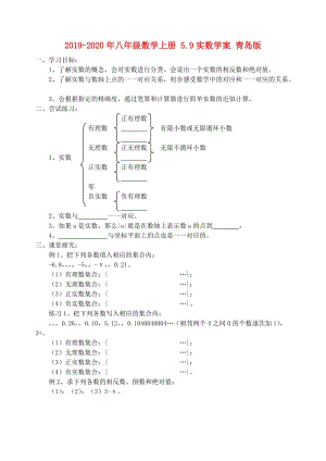 2019-2020年八年級(jí)數(shù)學(xué)上冊(cè) 5.9實(shí)數(shù)學(xué)案 青島版.doc