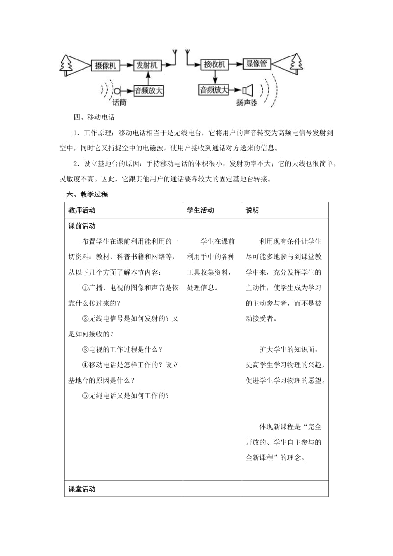 2019-2020年九年级物理全册 第21章 第3节 广播、电视和移动电话教案1 （新版）新人教版(I).doc_第2页