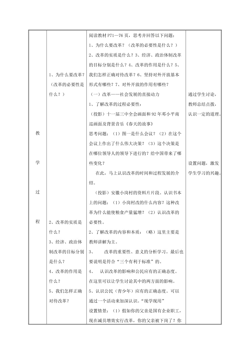 九年级政治全册第三单元关注国家的发展第6课走强国富民之路第二框讲述春天的故事教案鲁教版.doc_第3页