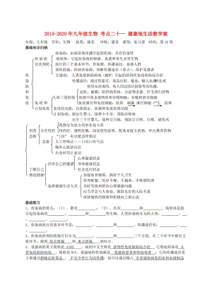 2019-2020年九年級(jí)生物 考點(diǎn)二十一 健康地生活教學(xué)案.doc