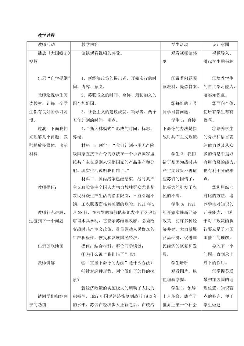 2019-2020年九年级历史下册 第一单元 苏联社会主义道路的探索 2《对社会主义道路的探索》教案2 新人教版.doc_第3页