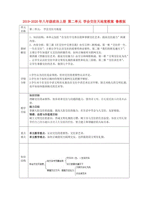 2019-2020年八年級政治上冊 第二單元 學(xué)會交往天地寬教案 魯教版.doc