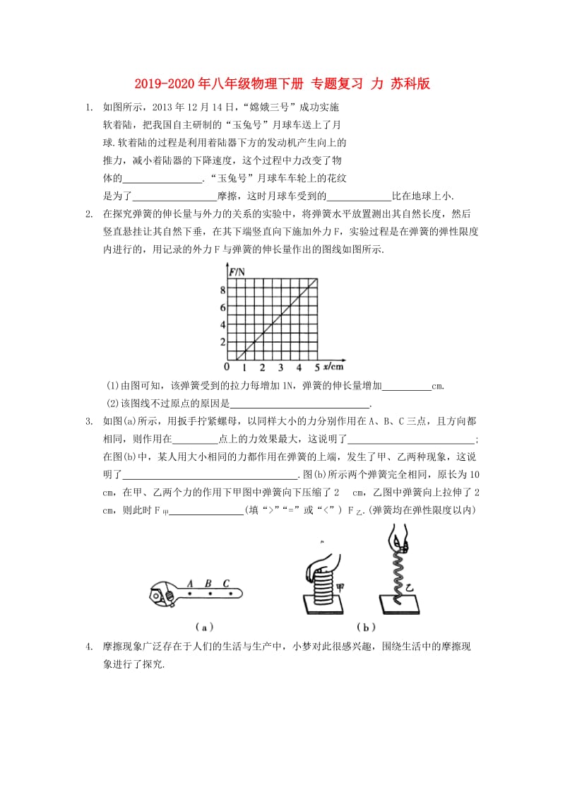 2019-2020年八年级物理下册 专题复习 力 苏科版.doc_第1页