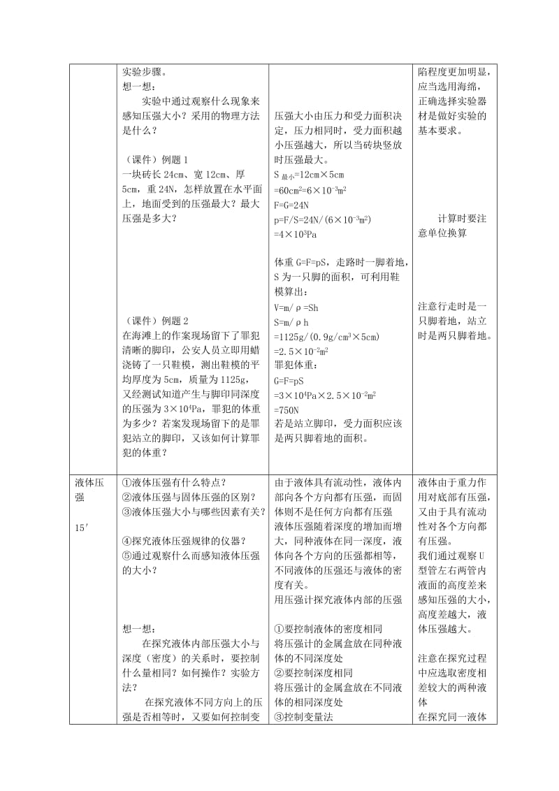 2019-2020年九年级物理 第九章 固体压强和液体压强中考复习教案 苏科版.doc_第3页