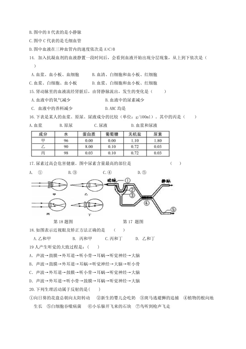 2019版七年级生物下学期期末检测试题新人教版 (I).doc_第3页