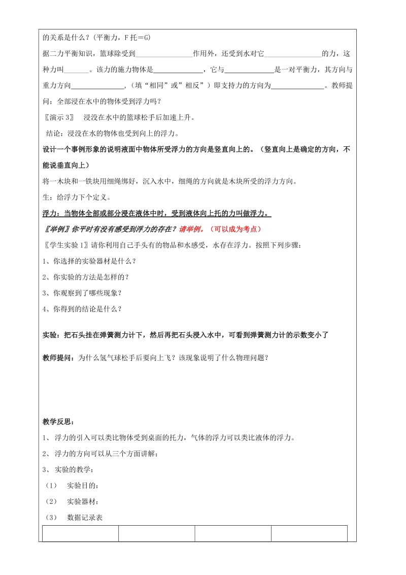 2019-2020年九年级物理上册 第5周 浮力教学案（无答案）.doc_第2页