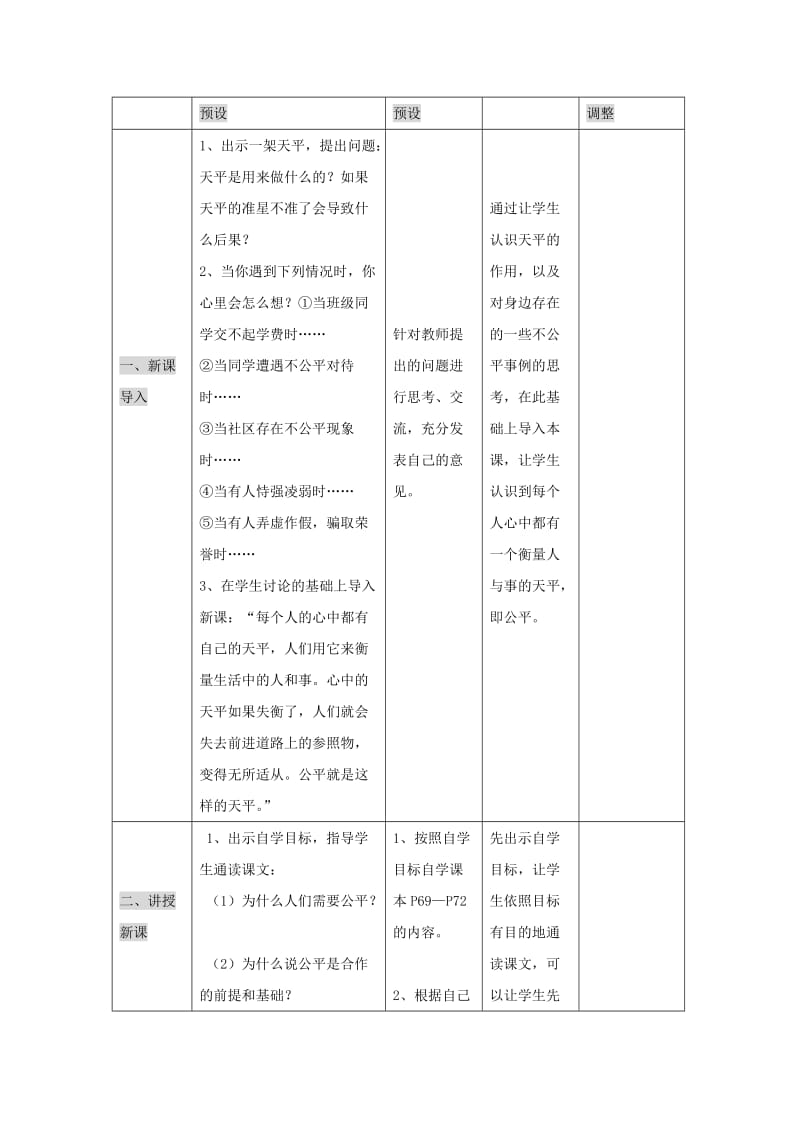 2019-2020年九年级政治下册 第六课 心中的天平教案 人民版.doc_第2页