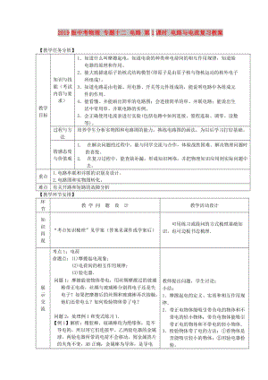 2019版中考物理 专题十二 电路 第1课时 电路与电流复习教案.doc