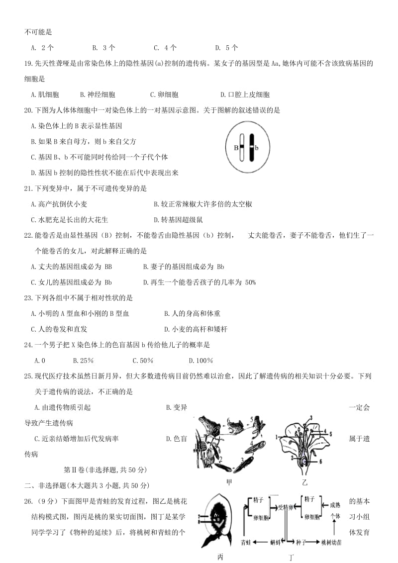 山东省滨州市沾化区八年级生物上学期期末考试试题新人教版.doc_第3页