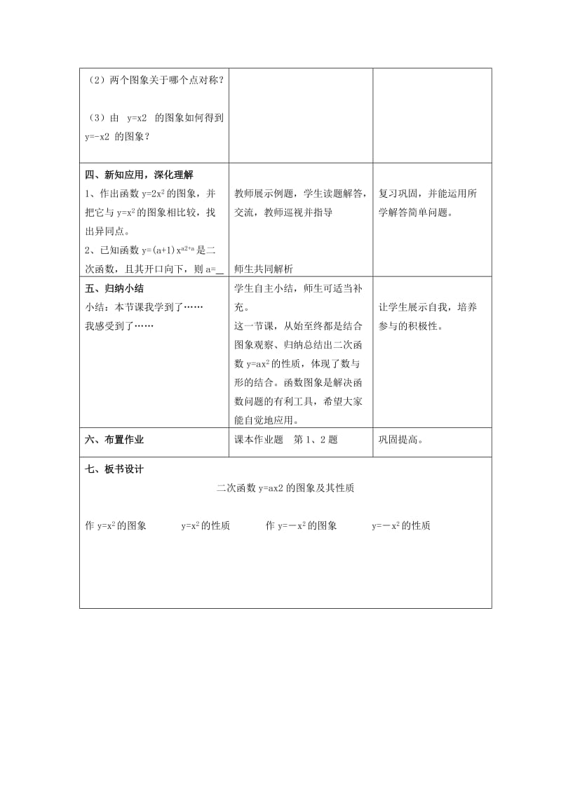 2019-2020年九年级数学上册 第二章 二次函数 2.2 二次函数的图象 名师教案 浙教版.doc_第3页