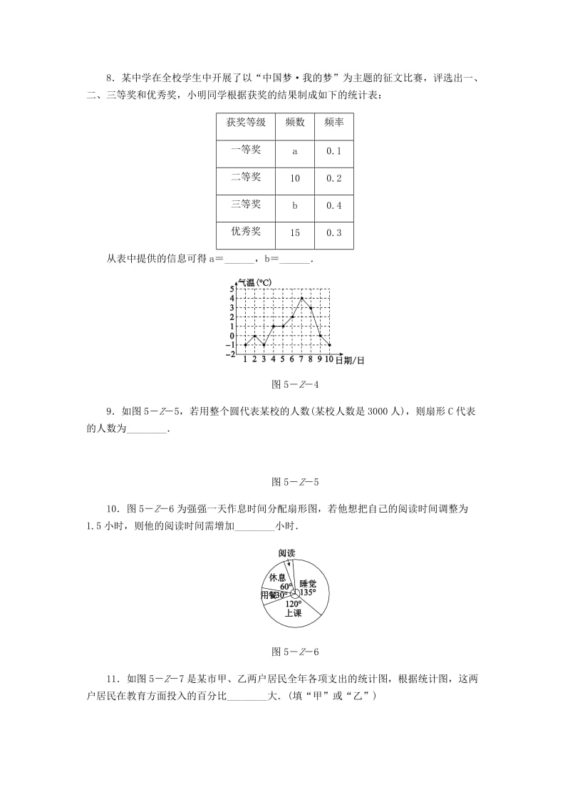 八年级数学上册 第15章 数据的收集与表示自我综合评价 （新版）华东师大版.doc_第3页