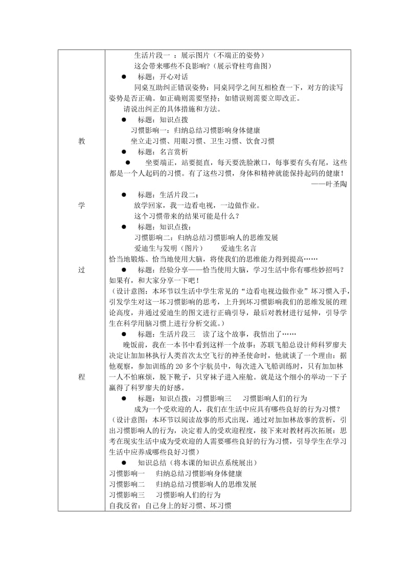 2019-2020年八年级政治上册 第一课好习惯受用一生教案 苏教版.doc_第2页