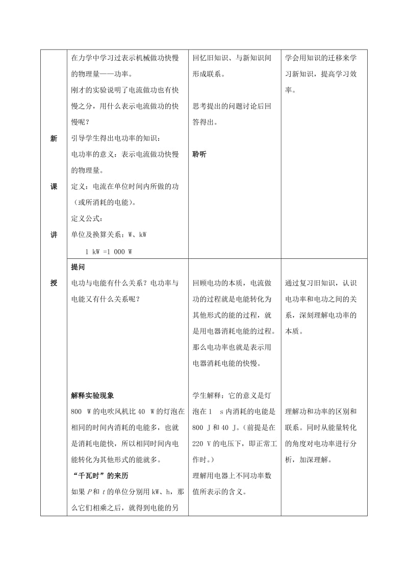 2019-2020年九年级物理全册 18.2 电功率教学设计 （新版）新人教版.doc_第2页