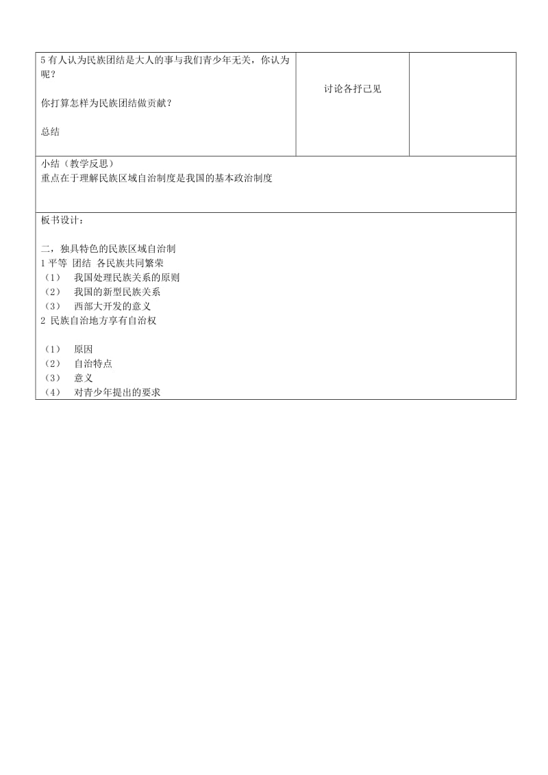 2019-2020年九年级政治《独具特色的民族区域自治制度》教案 人教新课标版.doc_第2页