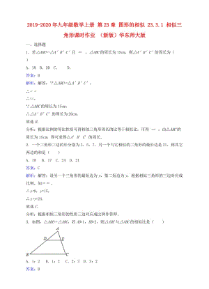 2019-2020年九年級數(shù)學(xué)上冊 第23章 圖形的相似 23.3.1 相似三角形課時(shí)作業(yè) （新版）華東師大版.doc