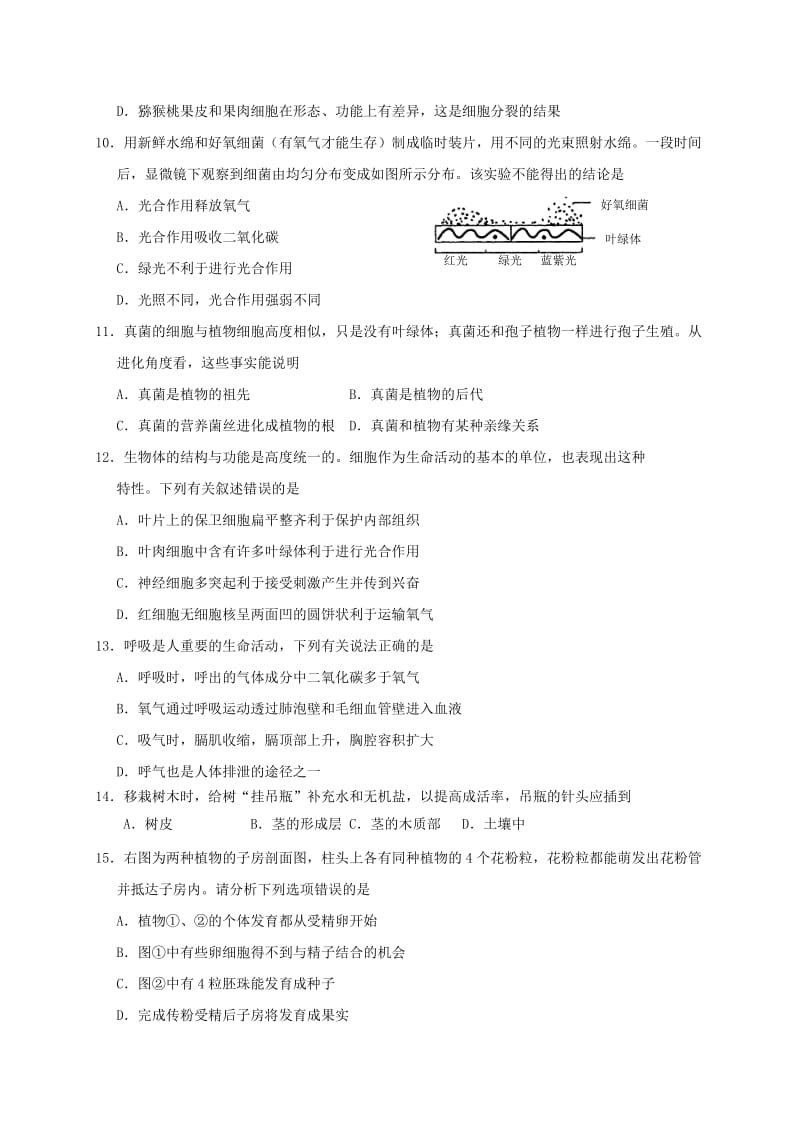 2019版中考生物中等学校招生考试前试题.doc_第3页