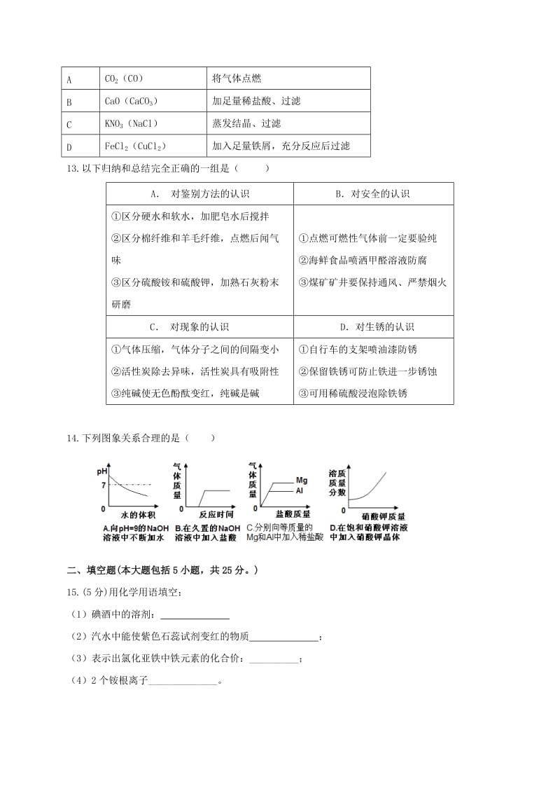 2019版九年级化学下学期三模考试试题.doc_第3页