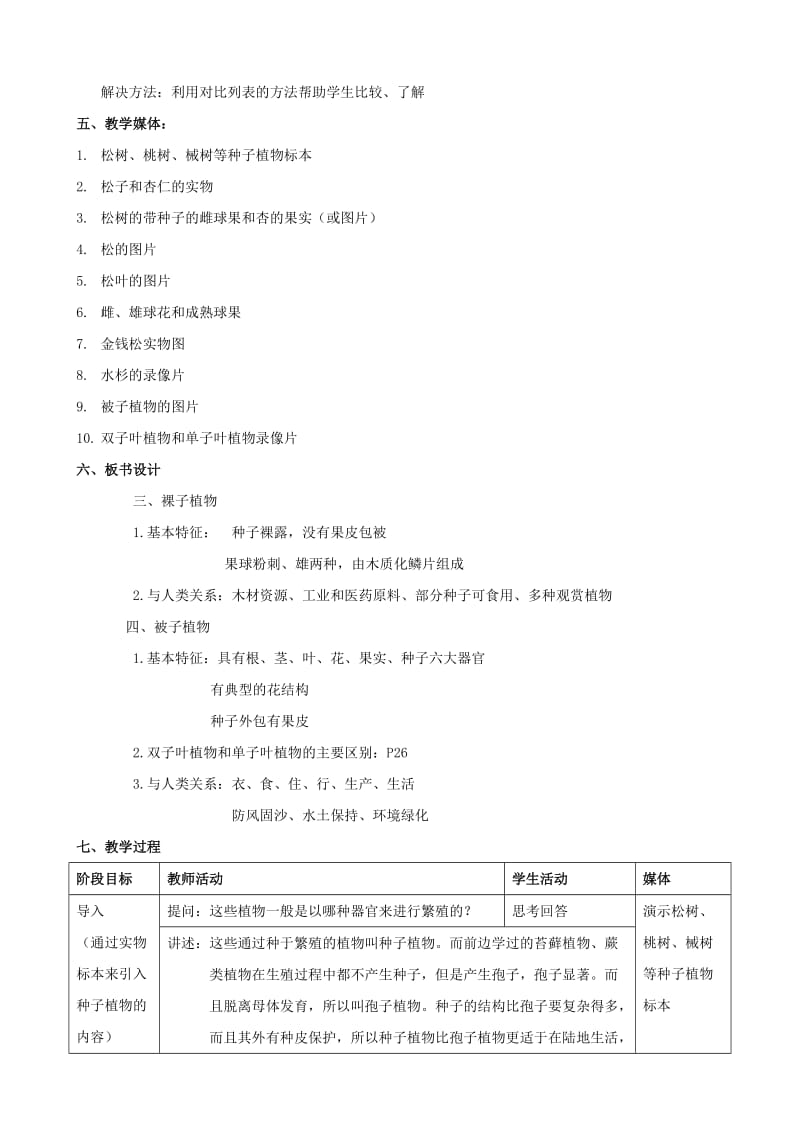 2019-2020年八年级生物上册 14.6.3.4植物界.裸子植物和被子植物教案 北京课改版.doc_第2页