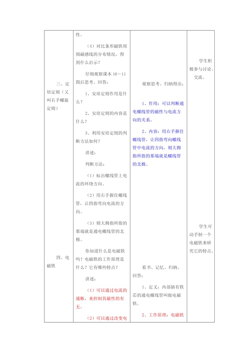 2019-2020年九年级物理全册 第十六章 电流做功与电功率 第2节《电流的磁场》教案 沪科版.doc_第3页