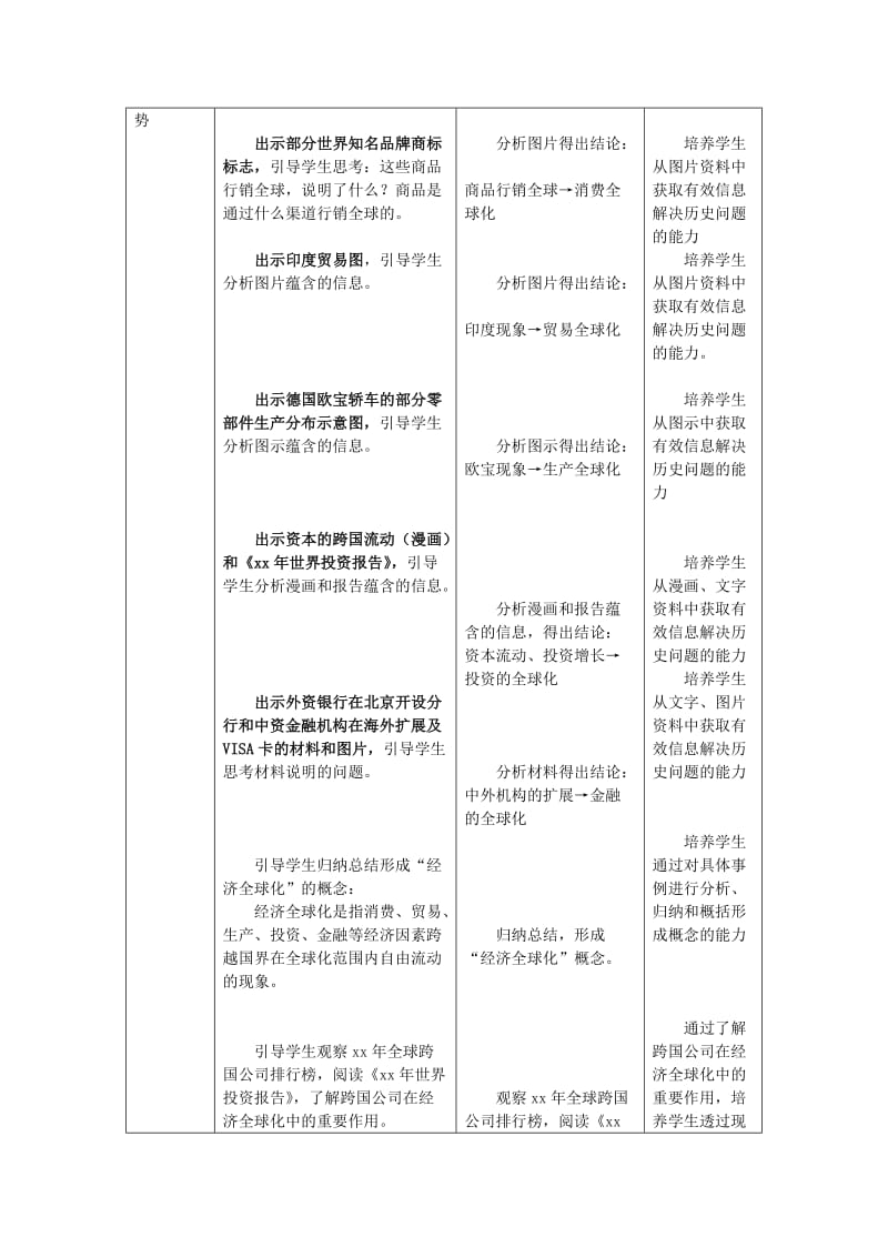 2019-2020年九年级历史下册《世界经济全球化的趋势》教案 岳麓版.doc_第3页