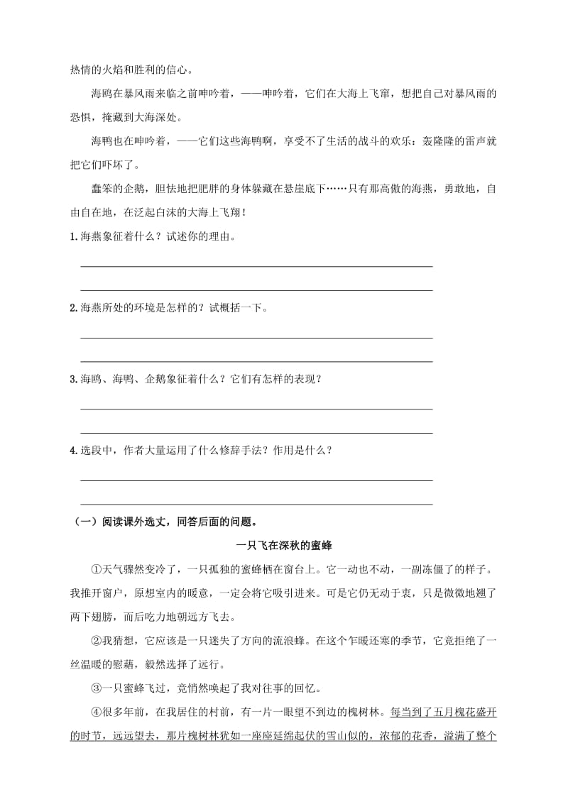 2019-2020年八年级语文下册第二单元9海燕同步练习新人教版.doc_第2页