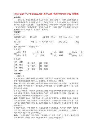 2019-2020年八年級語文上冊 第十四課 我的母親名師導(dǎo)航 蘇教版.doc