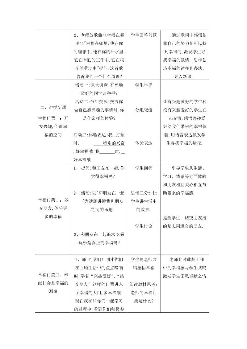 2019-2020年九年级政治全册《幸福门票》教学设计 人民版.doc_第2页