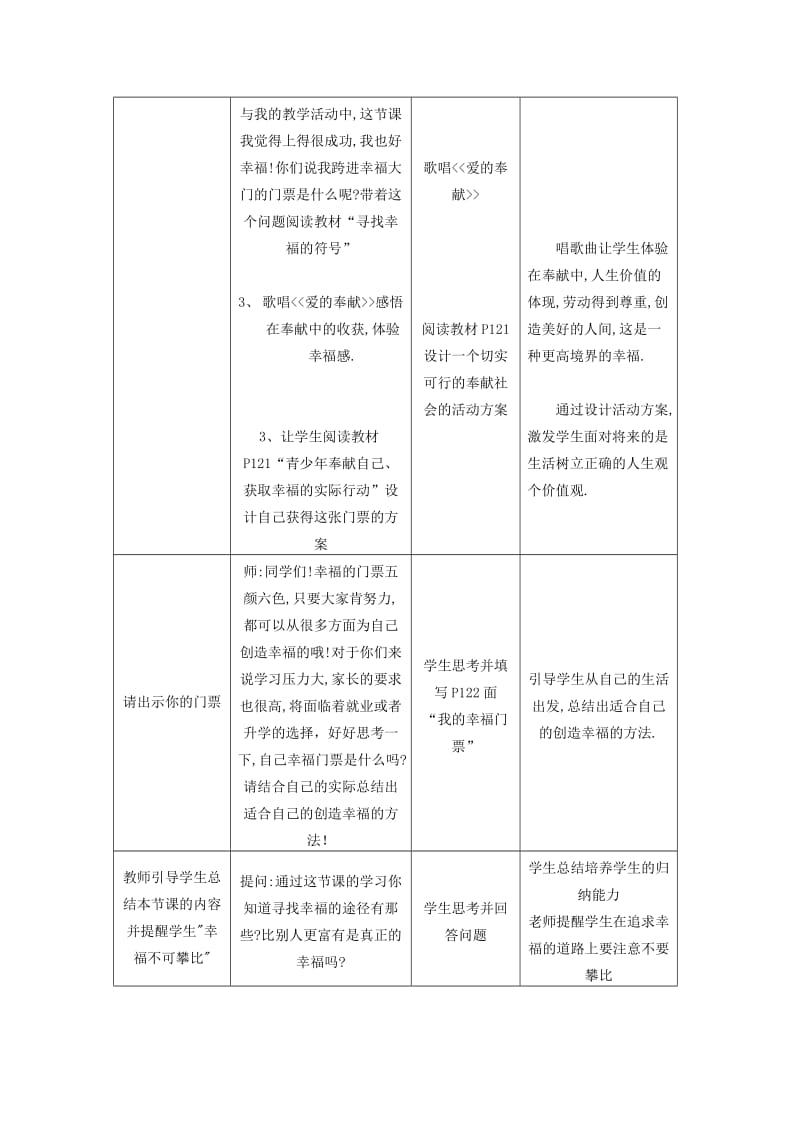 2019-2020年九年级政治全册《幸福门票》教学设计 人民版.doc_第3页