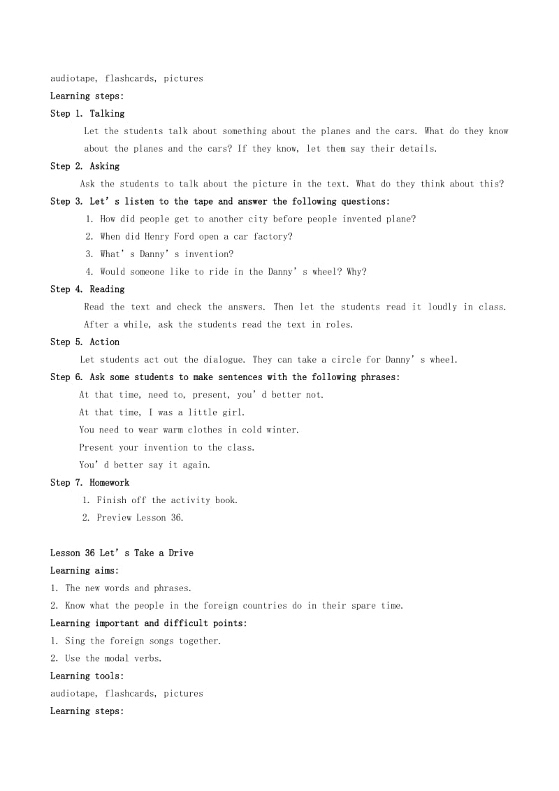 2019-2020年八年级英语下册 Unit 5 Go with Transportation教案 冀教版.doc_第3页