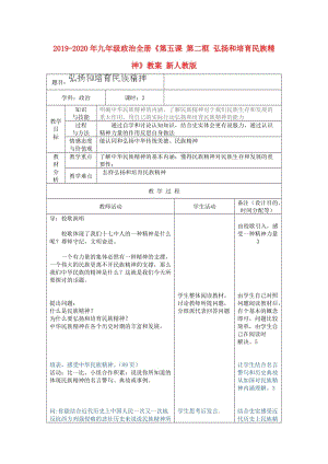 2019-2020年九年級政治全冊《第五課 第二框 弘揚和培育民族精神》教案 新人教版.doc