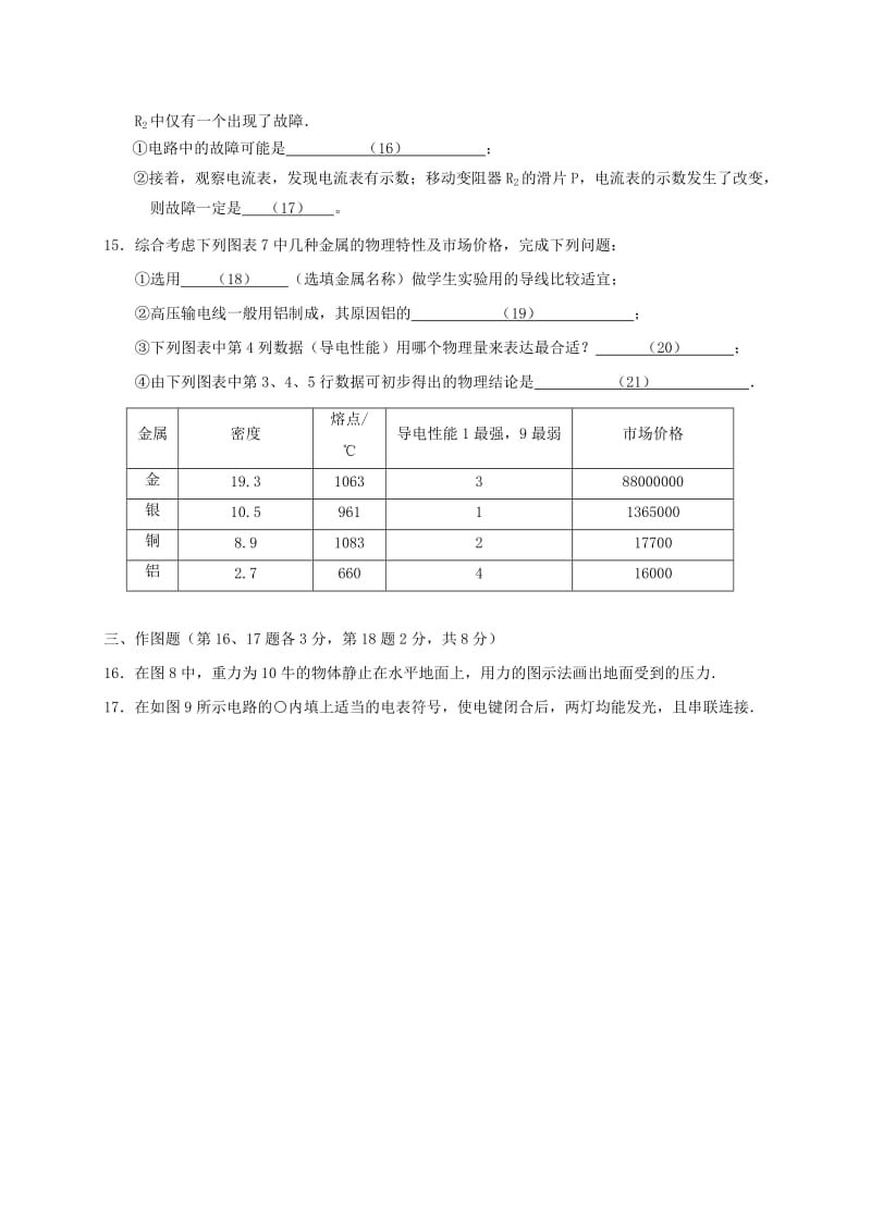 上海市崇明区九年级物理上学期期末质量调研试题.doc_第3页