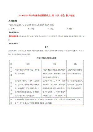 2019-2020年八年級物理暑假作業(yè) 第15天 音色 新人教版.doc